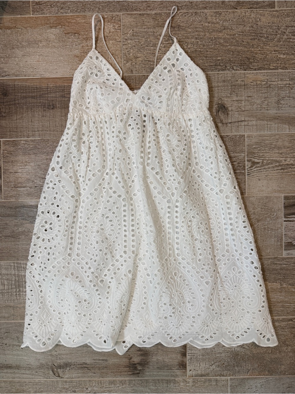 H&M White Eyelet Summer Dress with Spaghetti Straps